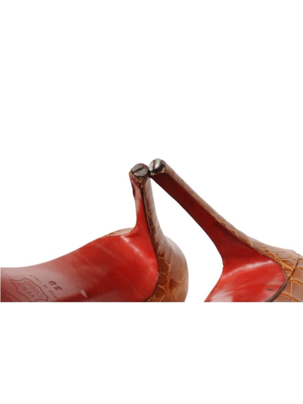 Christian Louboutin Kate Pumps US 8 IT 38 Tan Gold Crocodile 100MM Heels - Picture 16 of 16